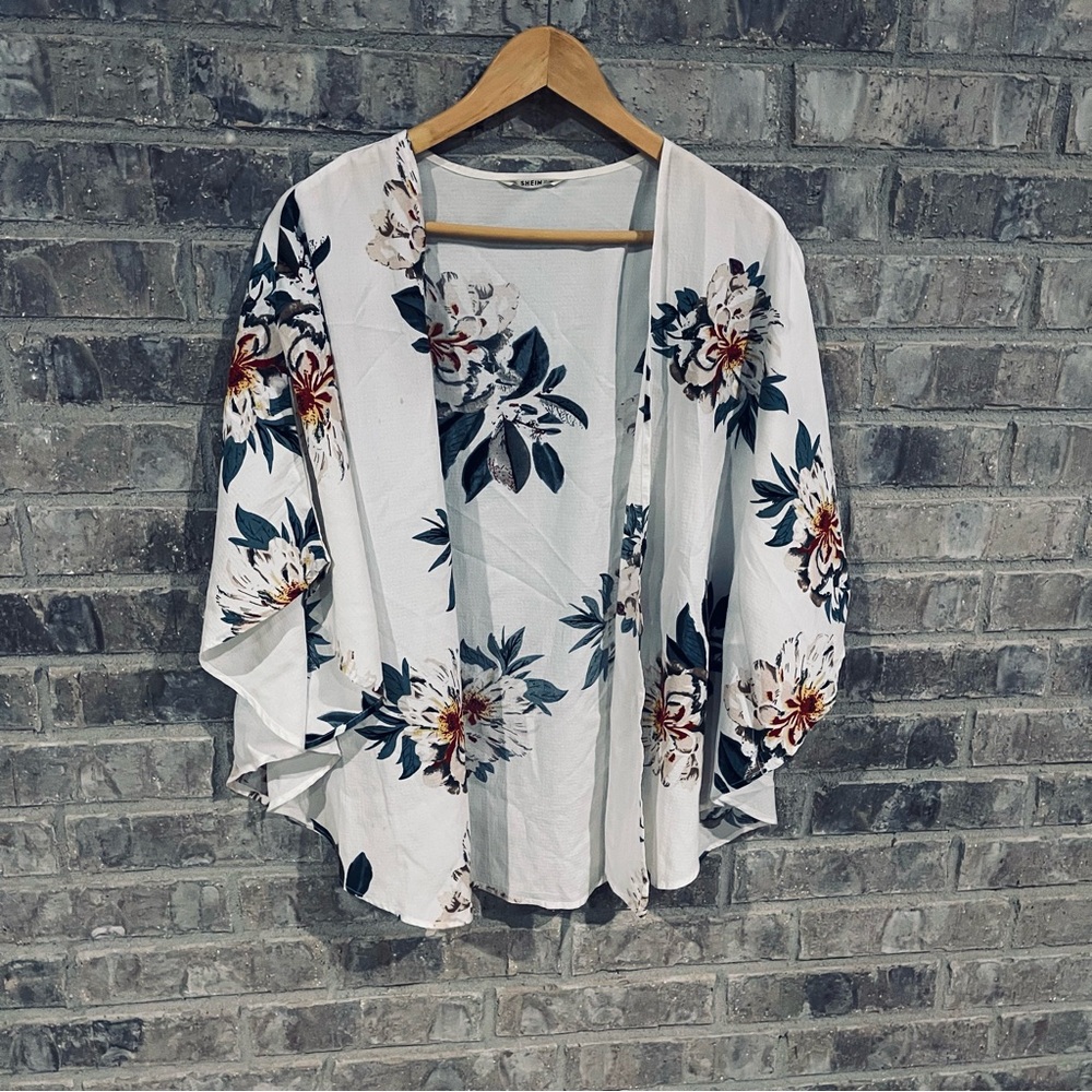 White Youth Floral Kimono